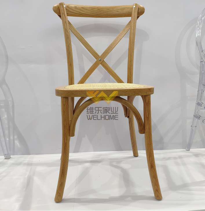 High quality factory Oak wood cross back chair for wedding 